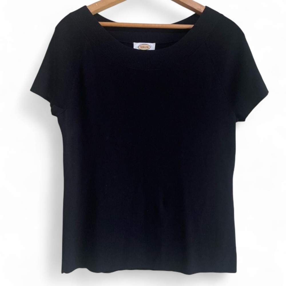 Talbots Women's Black Classic Short Sleeve Shirt Capsule Wardrobe Size Medium